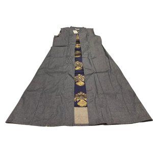 Aahwan Indian Tunic Top Kurti for Women Blue  Taffteta Silk A-line Long Dress